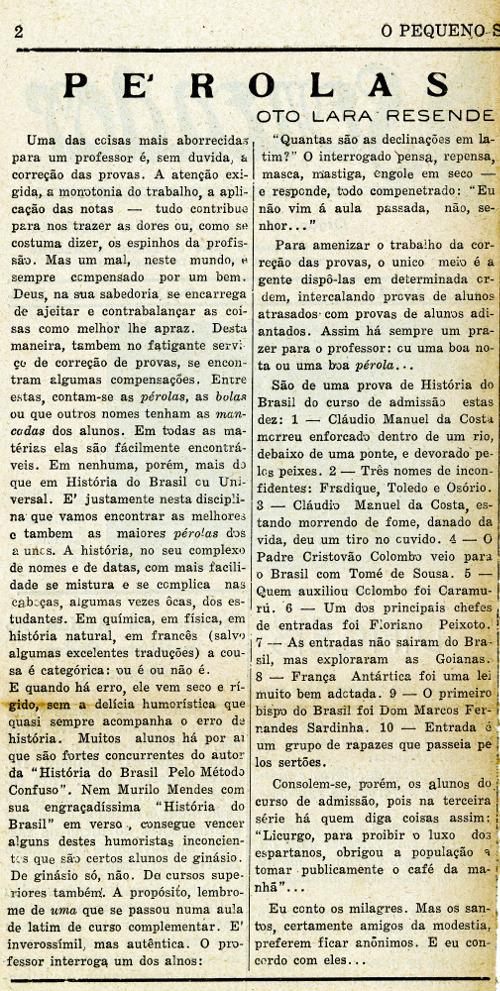 "Pérolas", por Otto Lara Resende (1941)